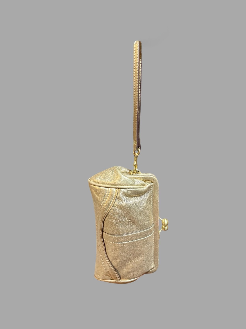 Coach Metallic Gold Leather Kisslock Wristlet